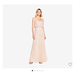 Adriana papell Art Deco Beaded Blouson gown BLUSH